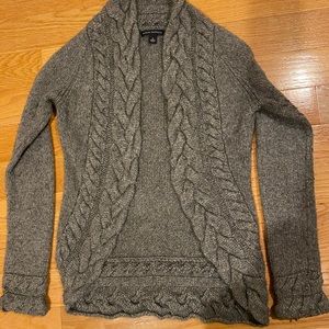 Banana Republic Thick Gray Cable Knit Open Cardigan, Small